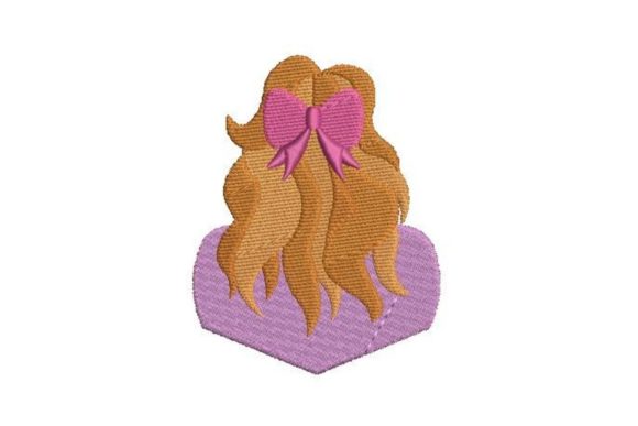Back of Girl s Head Wearing a Hair Bow Embroidery