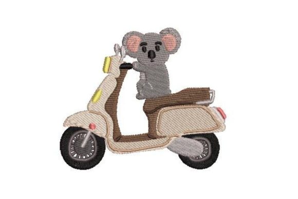 Koala Riding a Moped Embroidery Design