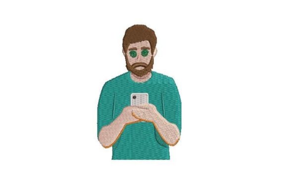 Man Looking at Phone Embroidery Review