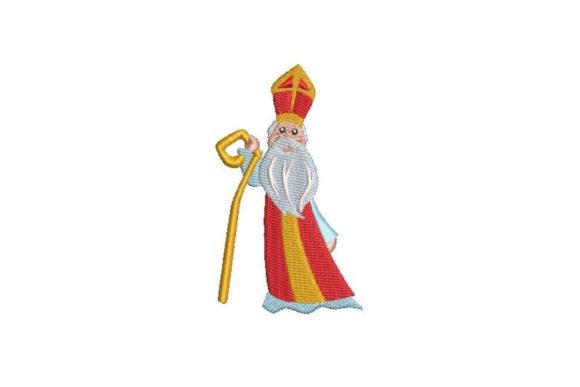 Sinterklaas Holding Staff Embroidery Design