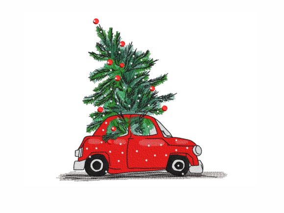 Vintage Car and Christmas Tree Embroidery Review