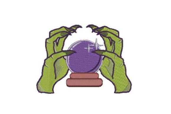 Witch Hands Holding Crystal Ball Embroidery Design